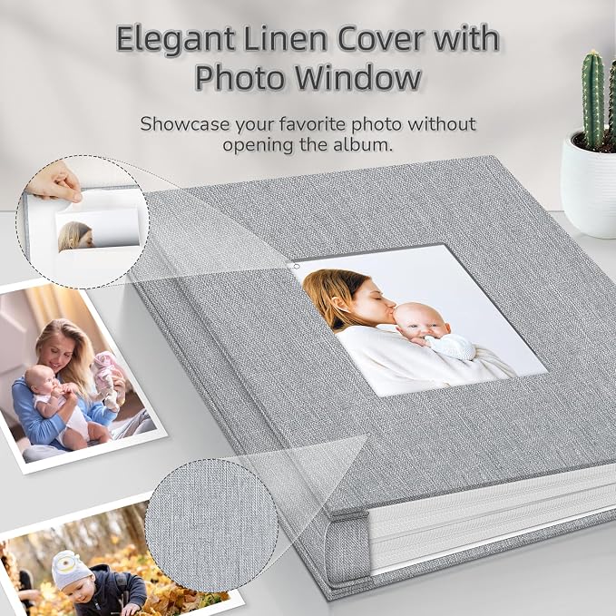 popotop Photo Album 4x6-600 Photos Photo Books with 600 Horizontal and Vertical Pockets,Linen Cover Albums for Family Wedding Anniversary Baby Vacation Pictures - Image 2