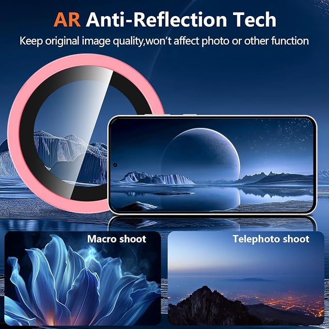 for Samsung Galaxy S25 FE Camera Lens Protector, Individual Metal Ring Tempered Glass Lens Cover, [Strong Adsorption] Scratch Resistant Ultra-Thin HD Clear Lens Cover, 1 Set-Pink Shine - Image 5