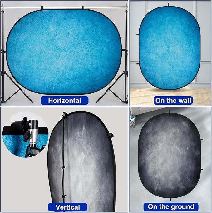 Kate Collapsible Backdrop Blue and Gray self Tape Auditions Backdorp 141 | Collapsible Backdorp 5'x6.5' Blue Gray Microfiber Backdorps for Self-Tape, Professional Video Conferencing - Image 4