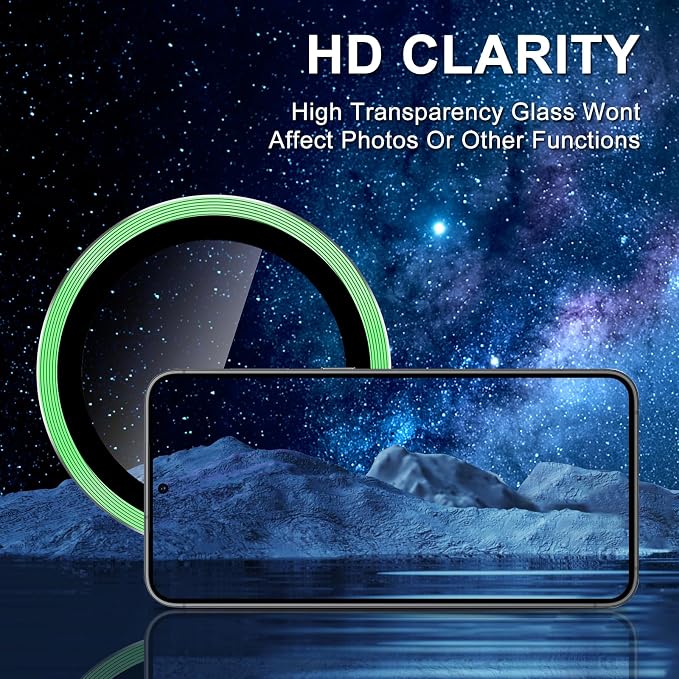 for Samsung Galaxy S24 FE Camera Lens Protector, Individual Metal Ring Tempered Glass Lens Cover, [Strong Adsorption] Scratch Resistant Ultra-Thin HD Clear Lens Cover, 1 Set-Green - Image 4