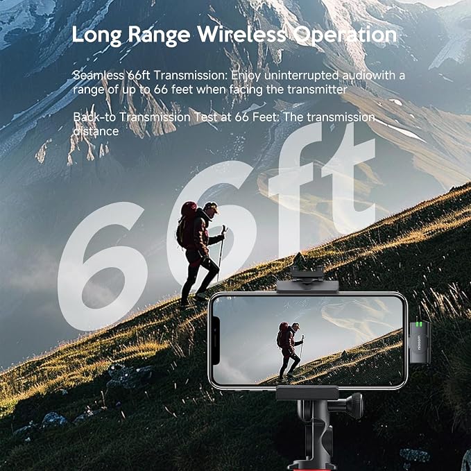 Wireless Lavalier Microphone for iPhone, with AI Noise Reduction – Plug-and-Play Clip-on Mic for iPhone/iPad/Android, Long Battery Life Mini Portable for Vlogging, Live Streaming, Interviews - Image 6