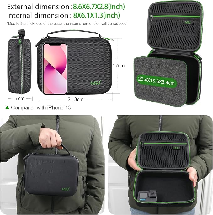 HSU Protective Carrying Case Compatible with Go Pro Hero | 13, 12, 11, 10, 9, 8, 7, 6, 5 and Accessories, Light and Medium Security Bag, Compact and Safe Action Camera Travel Storage - Image 2