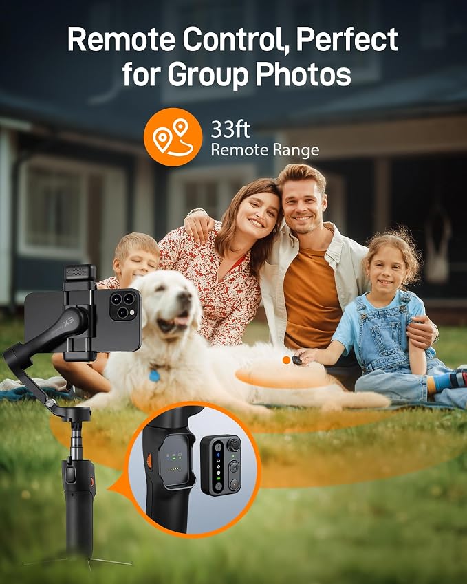 hohem iSteady X3 3-Axis Gimbal Stabilizer for iPhone & Android, Black | Detachable Remote, iSteady 8.0 Anti-Shake, Tripod & Extendable Rod, Magnetic Fill Light, AI Tracking, Foldable 0.93lb Design - Image 4