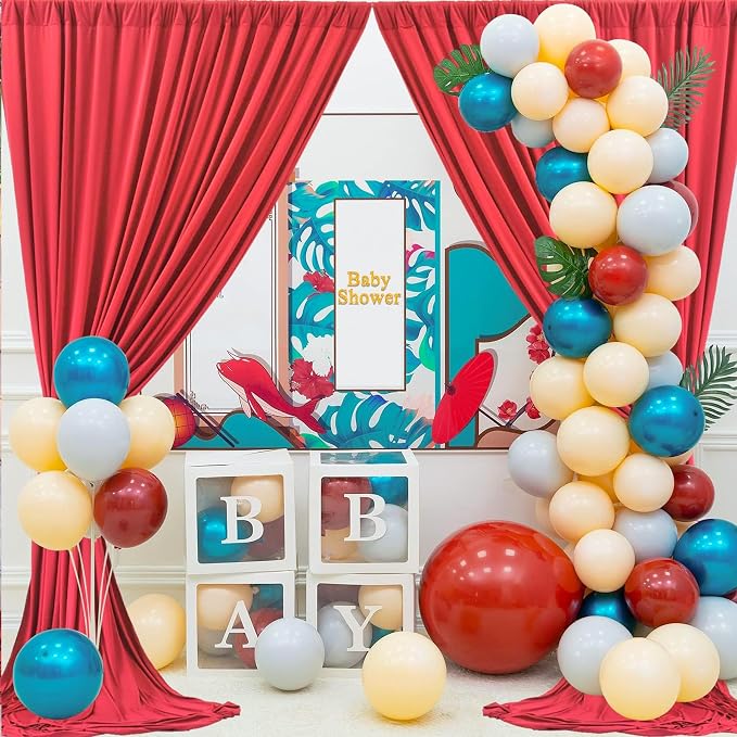 30ftx10ft Wrinkle Free Red Backdrop Curtains for Parties, 6 Panels 5x10ft Silky Polyester Photo Backdrop Drapes for Wedding Birthday Christmas Party Photography Background - Image 6