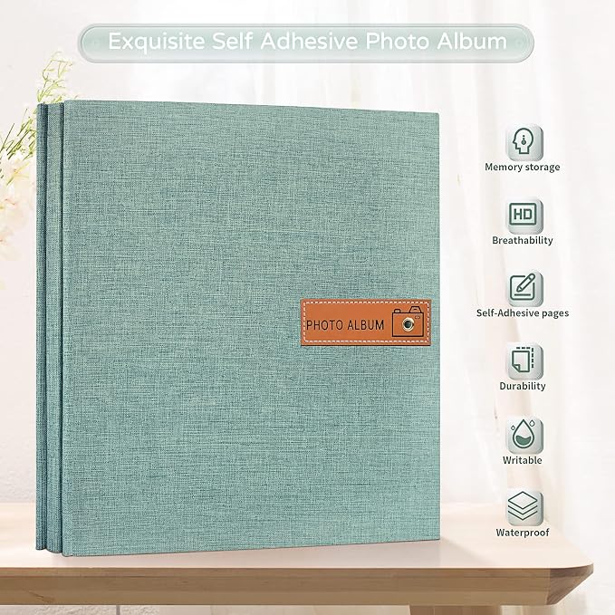 Popotop Large Photo Album Self Adhesive 4x6 5x7 8x10 Scrapbook Album DIY Picture Book,Gifts for Mom,Family Baby and Wedding,with Metal Pen and Plastic Board - Image 2