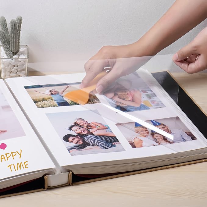 Large Photo Album Self Adhesive 4x6 5x7 3x5 8.5x11 Scrapbook Magnetic Album DIY Scrap Book Length 13 x Width 12.8 (Inches) 120 Sticky Pages Linen Cover DIY Photo Album (Yellow) - Image 2