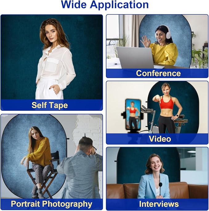 Kate Collapsible Backdrop Blue Portable Photography Backdrops 204 | Collapsible Backdorp 5'x6.5' Blue Pop Up Backdorps for Self-Tape Professional Video Conferencing - Image 7