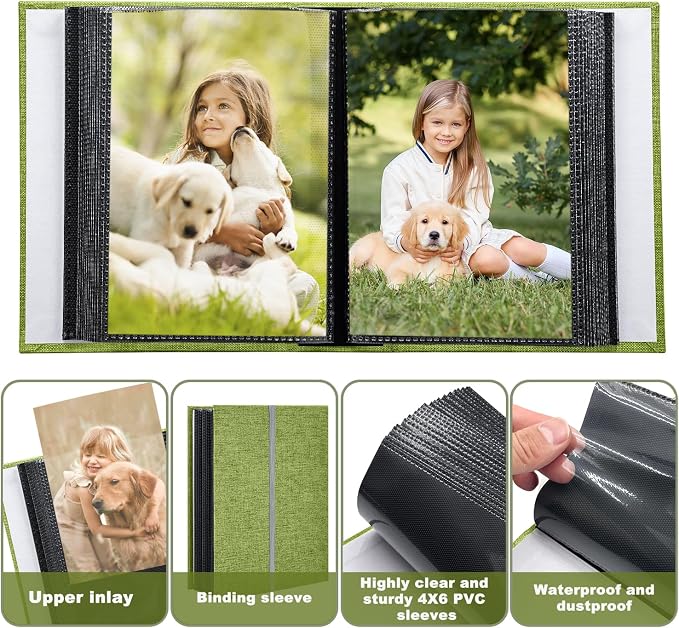 Photo Album 4x6 100 Pockets for Wedding Gifts,Linen Hardcover Picture Albums for Family Anniversary Baby Vacation Pictures - Image 6