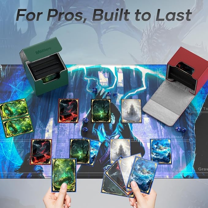 Mlikero Card Deck Box, Commander Deck Box Holds 100+ Double-Sleeved Cards with 2 Dividers, Leather Magnetic Closure Card Box Fit for MTG, TCG (Red) - Image 6