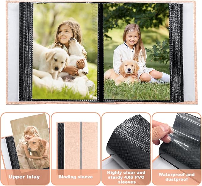 Photo Album 4x6 100 Pockets for Wedding Gifts,Linen Hardcover Picture Albums for Family Anniversary Baby Vacation Pictures - Image 6