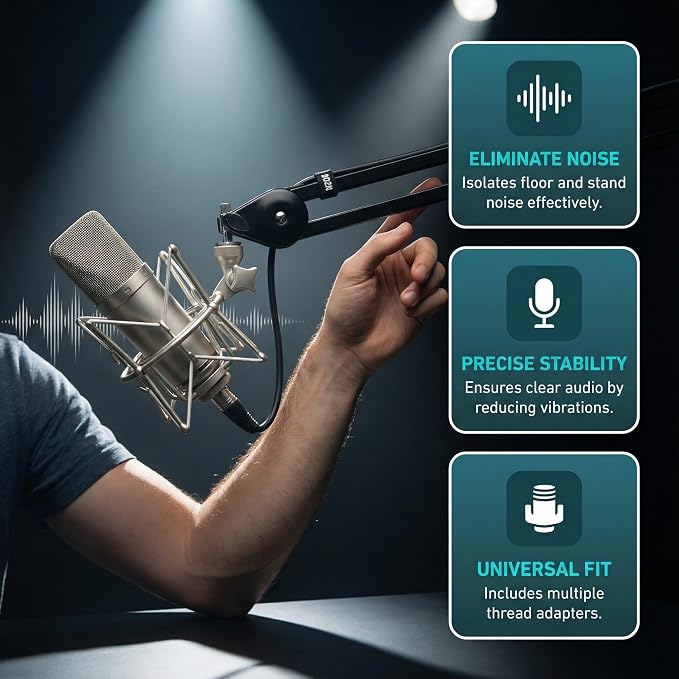 Microphone Shock Mount Mic Holder - Anti Vibration Spider Shockmount Compatible with Many Condenser Mics Like AT2020 MXL 770 MXL 990 Samson C01 Rode Procaster NT1-A Neumann U87 etc. - Image 4