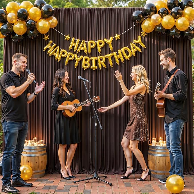 10x10 Brown Backdrop Curtain for Parties Wedding Wrinkle Free Brown Photo Curtains Backdrop Drapes Fabric Decoration for Birthday Party Baby Shower 5ft x 10ft,2 Panels - Image 2