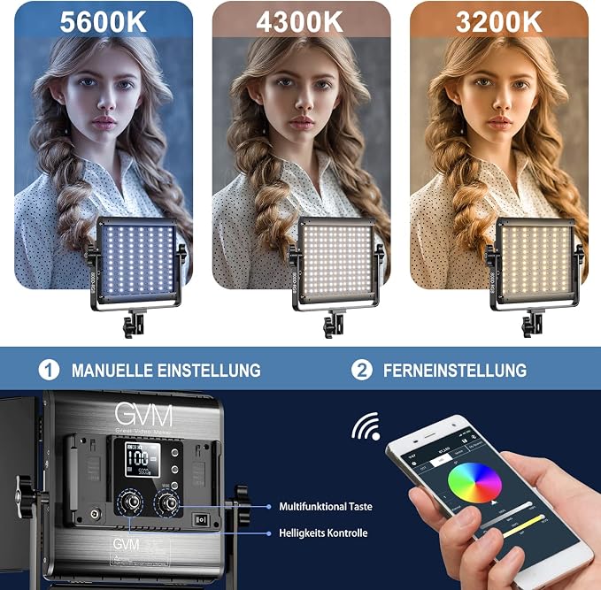 GVM 800D RGB Led Video Light, 2PCS Video Lighting Kit with APP Control, 40W Photography Lighting Led Panel Light with 18 Kinds of The Scene Lights for Studio YouTube, 3200K-5600K, CRI 97+ - Image 8