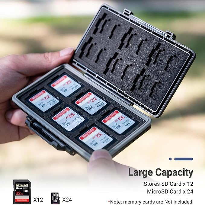 36 Slots Memory Card Case Water-Resistant Anti-Shock Memory Card Wallet for 24 Micro SD SDXC SDHC TF Cards and 12 SD SDXC SDHC Cards | Compact Micro SD Card Holder Wallet for 24 Micro SD SDXC SDHC TF Cards and 12 SD SDXC SDHC Cards, Ergonomic Locking S... - Image 2