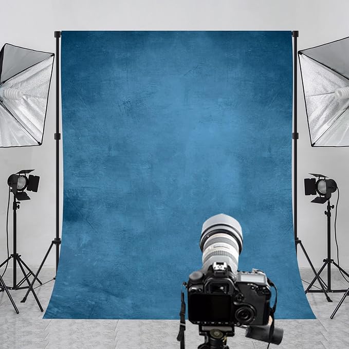 5x7ft Vintage Blue Backdrop for Photography Blue Photo Backdrop Portrait Photo Studio Prop Background for Photoshoot Photo Parties Video Studio Backdrops Prop - Image 7