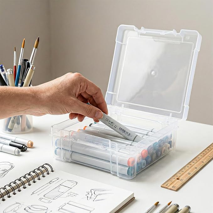 ArtBin 6953AB ClearView 6" x 6" Box Art & Craft Organizer, [1] Plastic Storage Case, Clear | 6.25 x 6.625 x 2.125 Inches, Clear View Lid, Compact Craft Organizer, Stackable, Durable Plastic - Image 2