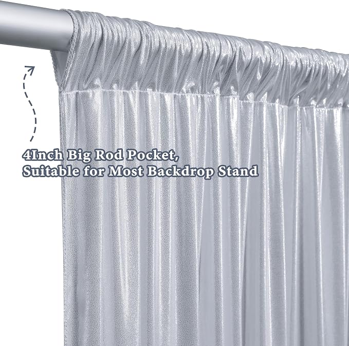 Outpain 10x10ft Silver Sequin Backdrop Curtains -Heavy Duty Gold Photography Backdrops with Non-Shedding Glitter, Wrinkle-Free Stage Drapes for Wedding/Christmas/Studio Shoots (5x10ft 2 Panels) - Image 8