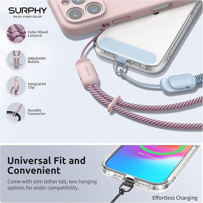 SURPHY 3 Pack Phone Wrist Strap, Phone Lanyard with Cellphone Tether Tab | Phone Strap Charm, Camera Wrist Strap with 2-Color Braided, Phone Wristlet, Wrist Lanyard for Case - Image 2
