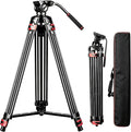 Mactrem 82"/210cm Fluid Head Tripod - Heavy Duty Video Tripod for Camera | Aluminum alloy, 33lb load capacity, 210cm max height, compatible with Canon/Nikon/Sony DSLR, camcorders, telescopes by MACTREM