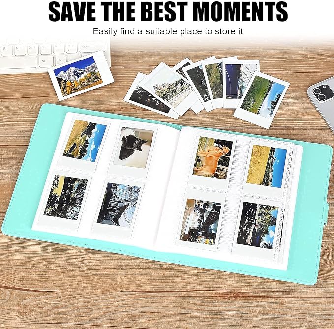 Veicevol 256-Pocket 2x3 Photo Album for Instax Mini and Polaroid, Green | PU Leather Cover Keeps, Fits Instax Mini and Polaroid 2x3 Photos, Protects Travel, Wedding and Family Memories - Image 7
