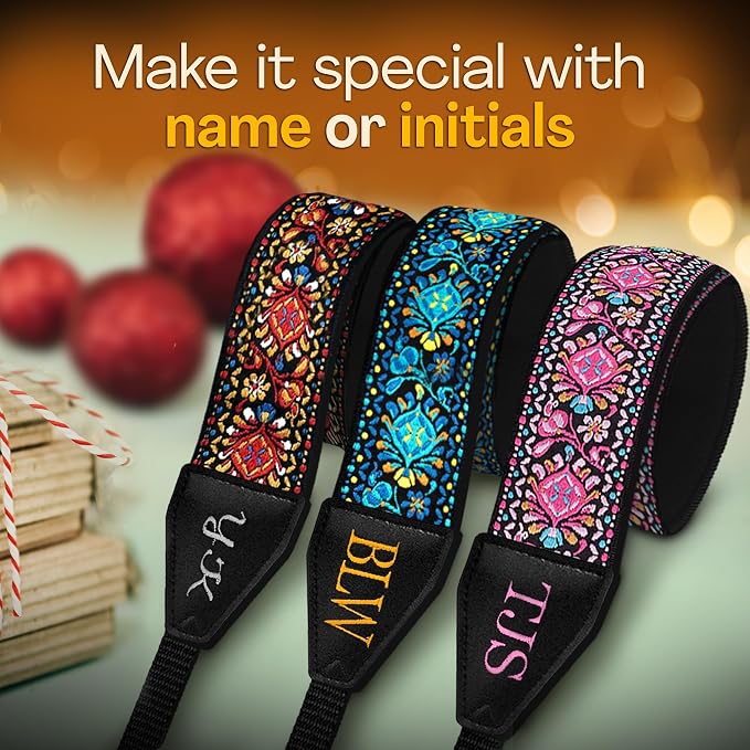 Art Tribute Camera Strap Personalized With Name - Shoulder, Crossbody & Neck Camera Strap for Photographers, Fits All Cameras, Canon Nikon Sony Fujifilm, Padded Strap W/Quick Release & Leather Ends - Image 2