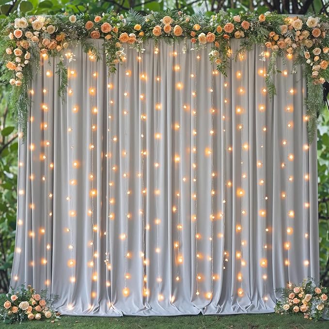 Tao-Ge 10x10 Silver Grey Backdrop Curtain for Parties Wedding Wrinkle Free Silver Grey Photo Curtains Backdrop Drapes Fabric Indoor and Outdoor Decoration for Birthday Party 5ft x 10ft,2 Panels - Image 3