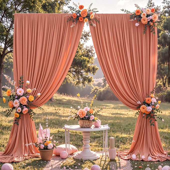 10x10 Rust Backdrop Curtain for Parties Wedding Wrinkle Free Red Photo Curtains Backdrop Drapes Fabric Decoration for Birthday Party Baby Shower Christmas 5ft x 10ft,2 Panels - Image 4