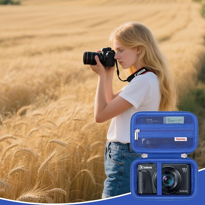 Carrying Case for Canon PowerShot SX740 HS, SX730 HS Camera, Blue | SX720 HS, SX620 HS, G7 X Mark III, G7 X Mark II Digital Camera, Storage Holder Travel Bag with Mesh Pocket for Battery Pack - Image 7
