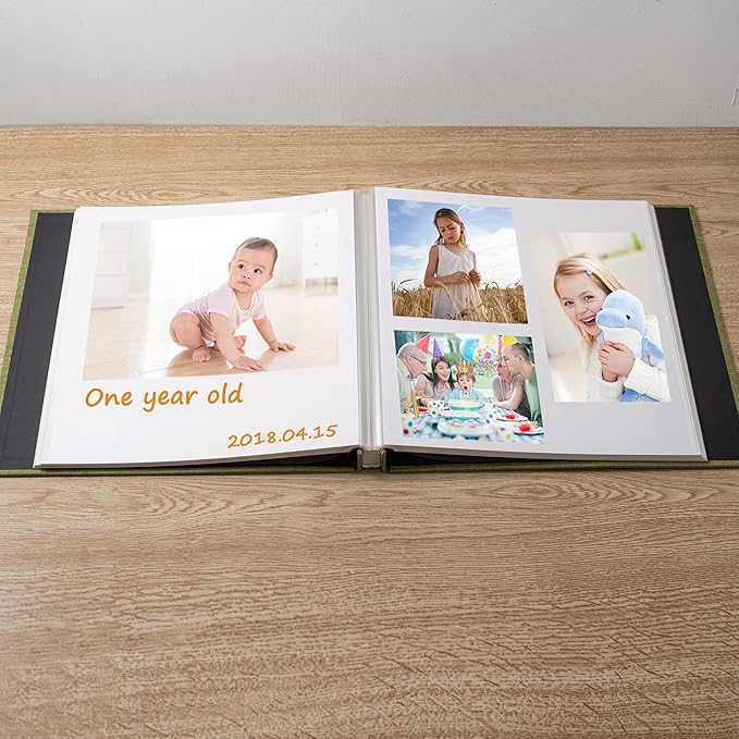 Large Photo Album Self Adhesive Scrapbook Album for 4×6 8×10 Pictures DIY Magnetic Linen Cover Album 40 Pages for Family Wedding Gifts with Metal Pen and Plastic Board - Image 2