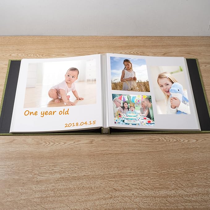 Large Photo Album Self Adhesive Scrapbook Album for 4×6 8×10 Pictures DIY Magnetic Linen Cover Album 60 Pages for Family Wedding Gifts with Metal Pen and Plastic Board - Image 2