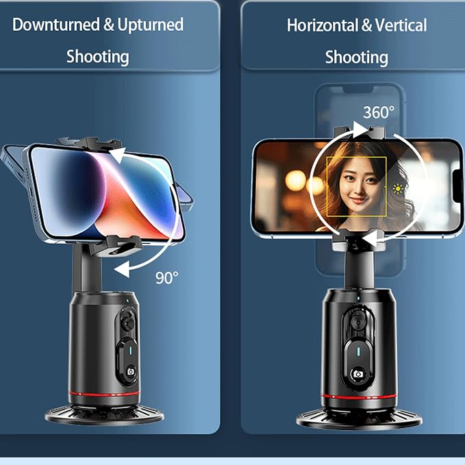 MQOUNY Auto Face Tracking Phone Holder, 360° Rotation Face Body Phone Tripod Smart Shooting Camera Mount with Rechargeable Remote and Light for Live Vlog Streaming Video, Rechargeable - Image 7