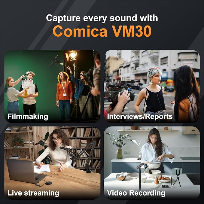 COMICA VM30 Wireless Shotgun Microphone with USB-C&3.5mm Output for Camera | Compatible with DSLR Cameras, Camcorders, PCs and Android Phones for Interviews, Podcasts and Video Creation - Image 7