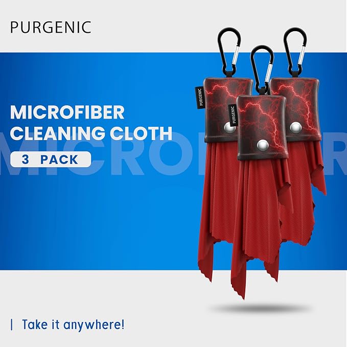 Microfiber Cloth & Glasses Wipes (3 Pack) Lens & Glasses Cleaning Cloth - Eyeglass Cleaner - Camera Lenses & Gadget Delicate Screens - Red - Image 2