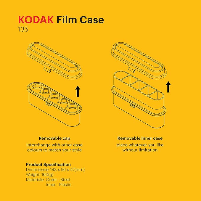 KODAK Film Case - for 5 Rolls of 35mm Films - Compact, Retro Steel Case to Sort and Safeguard Film Rolls (Olive) (Film is not Included) - Image 9