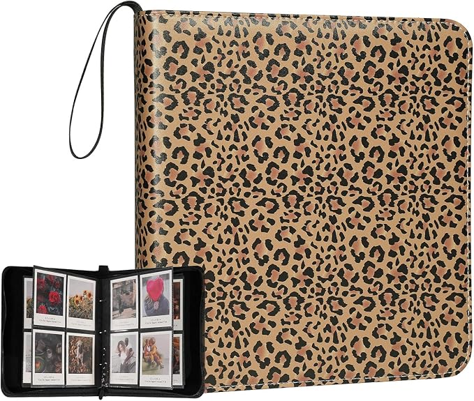 Large Polaroid Photo Album Binder, 240 Pockets. Leopard Print | Fits Polaroid i-Type, 600, SX-70 and Instax Wide 3.5x4.25 films. Acid-free pages protect photos for long-term storage. by GoldbarleyDesign