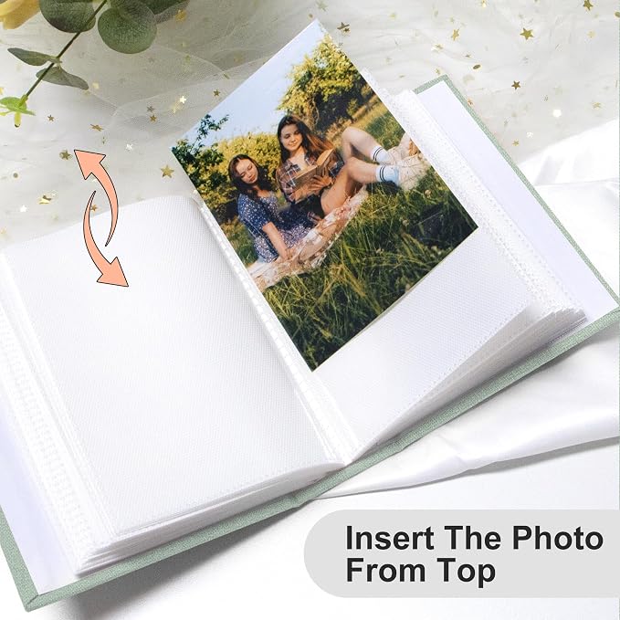 Holoary Photo Album 4x6 100 Photos, 100 Pockets 4”x6” Picture Album, Linen Fabric Cover Picture Book for Photos with Writing Area, 4x6 Photo Albums for Family Weddings Travel Memories(Sage) - Image 5