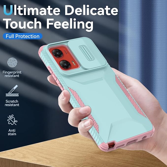 for Motorola G Stylus 5G 2024 Case with 1 HD Screen Protector & Slide Camera Cover[Military-Grade]Phone Case Heavy Duty Rugged Shockproof Protective Cover for Moto G Stylus 5G 2024(Cyan/Pink) - Image 7