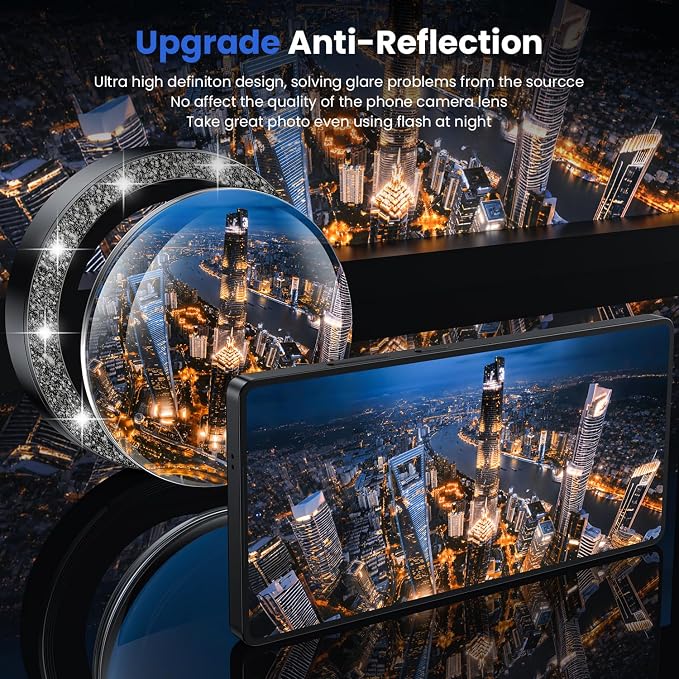 WSKEN for Samsung Galaxy S25 Ultra Camera Lens Protector - Ultra Thin | Case Friendly, 9H Shatterproof Tempered Glass, Anti Scratch Metal Circle, Camera Screen Protector Cover Accessories, Glitter - Image 2