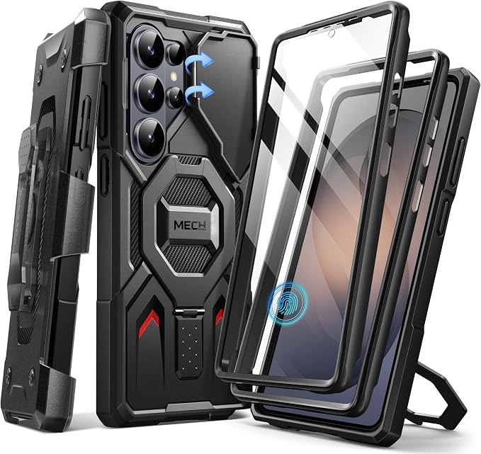 TONGATE Magnetic Stand for Samsung Galaxy S26 Ultra Case, Compatible with Magsafe, [Camera Cover & 2 Front Frames][Military Drop Protection] S26 Ultra Case Built-in Screen Protector & Belt Clip, Black by TONGATE