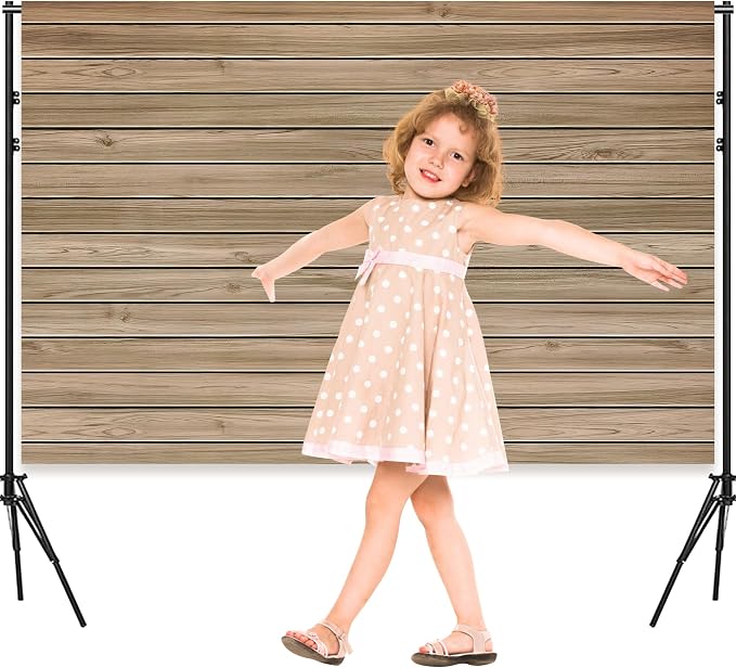 10 x 6.5 Ft Wood Backdrop Rustic Wooden Wall Photo Background | Brown Vintage Polyester Fabric Large Photo Background for Party Wedding Graduation Home Decoration Photo Booth Prop Banner - Image 3