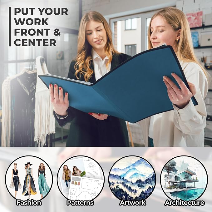Dunwell 11x14 Art Portfolio Binder, 24-Sleeve, Mounting Paper, Blue | 24 Clear Sleeves, Displays 48 Pages, Mounting Paper Included, Artwork Storage, Acid-Free Poly Protection - Image 5