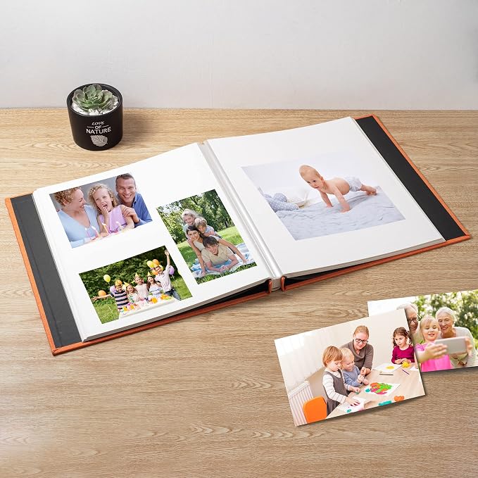 Large Photo Album Self Adhesive Scrapbook Album for 4×6 5×7 8×10 Pictures DIY Magnetic Linen Cover Album 60 Pages for Family Wedding Gifts with Metal Pen and Plastic Board - Image 2
