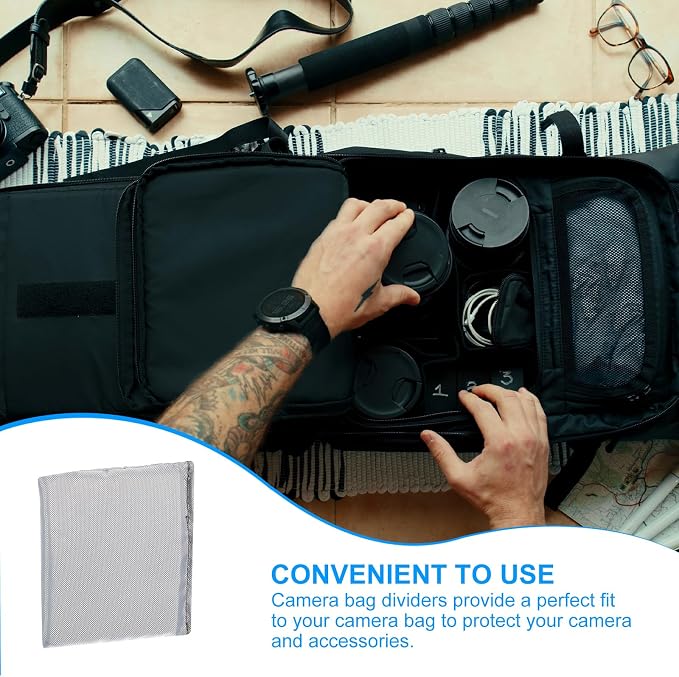 PATIKIL Camera Bag Divider, 5Pcs 4.13"x3.94"x0.39" Shockproof Camera Bag Inserts Separator Pad Protective Lens for Nikon Camera DSLR Protect Bag Organizer Universal Divider Cushion, Gray - Image 4
