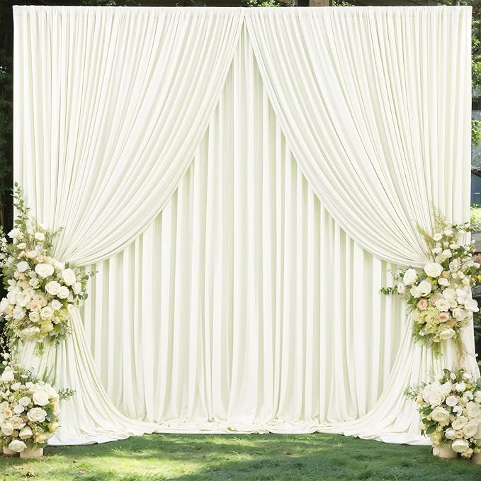 4 Panels Ivory Backdrop Curtains for Wedding Party Wrinkle Free Backdrops Curtain Drapes Fabric Decorations Photo Back Drop Cloth for Baby Shower Photography Stage Reception 20ft(W) x 12ft(H) - Image 9