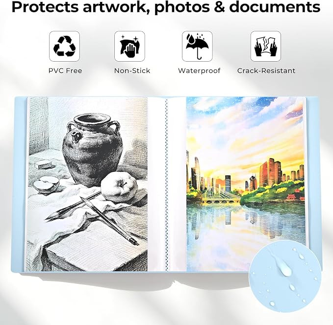 XRUNMIX Art Portfolio 8.5X 11 Inch, 40 Pockets (80 Pages Capacity) Letter Size Display Book with Clear Sheet Protectors, Presentation Folder for Artwork/Documents/Photos - Image 5