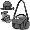 RAINSMORE Camera Bag, DSLR/SLR/Mirrorless Camera Sling Bag for Photographers Waterproof Small Camera Case with Tripod Holder & Rain Cover Camera Crossbody Bag for Canon/Nikon/Sony/Fuji, Grey by RAINSMORE