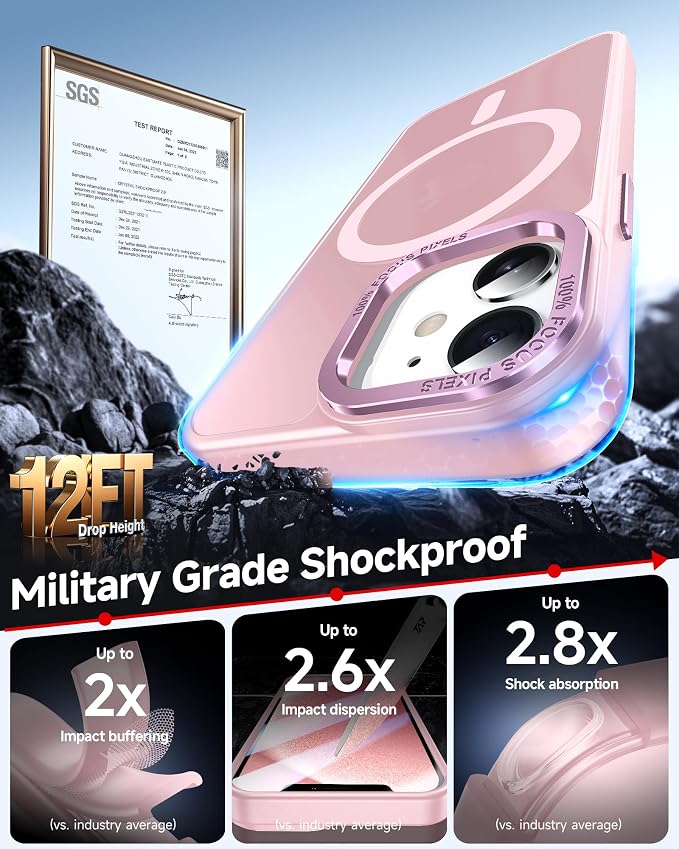LeYi for iPhone-12 Mini Cases/iPhone-13 Mini Phone Case: Pink [ Screen Protector X2+ Camera Cover X2] Compatible with Magsafe i 13mini 12mini Cases Slim Magnetic Protective Rugged Girl Women, Pink - Image 3