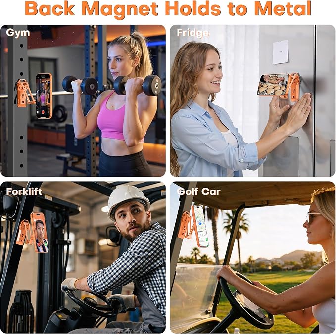 OMOTON TP06 Pro [Equipped Lanyard] 360° Rotating for MagSafe Tripod, Orange | Magnetic Phone Tripod for iPhone 17/16/15 Pro Max Air, Fold Selfie Stick with 1/4" Screw, Acra Fits Vlog, Gym, Travel - Image 5