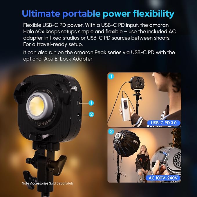 Amaran Halo 100X Led Video Light 100W Bi-Color 2700k-6500k,Bowens Mount | Silent Photography Lighting,4890lux@1m,Ultra-Compact Travel Light,USB-C PD Power,App/NFC Control,for YouTube TikTok Studio - Image 3
