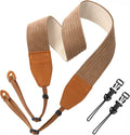 Padwa Lifestyle Camel Corduroy Camera Strap - 2" Double Layer Full Grain Cowhide Leather Head Camera Straps for Photographers, Unique Soft Corduroy Fabric with Quick Release fits all Cameras by PadwaLifestyleCameraStrap